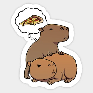 Capybara hungry for Supreme Pizza Sticker